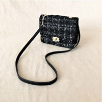 quilted Boucle Buckle Front Handbag