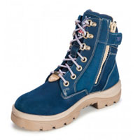 Steel Blue - Southern Cross Lace Up Ankle Boot With Zip Blue