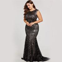 Plus Size Zipper-Up Sequins Mermaid Long Hot Sale Evening Dress