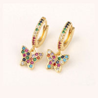 Butterfly Pattern Rhinestone Gold Earring Set