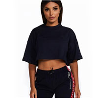 Nicky Kay Cropped Tee - Navy