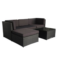 Wicker Outdoor Sofa Setting - Black