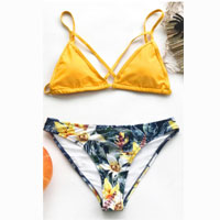 Yellow Floral Cross Bikini